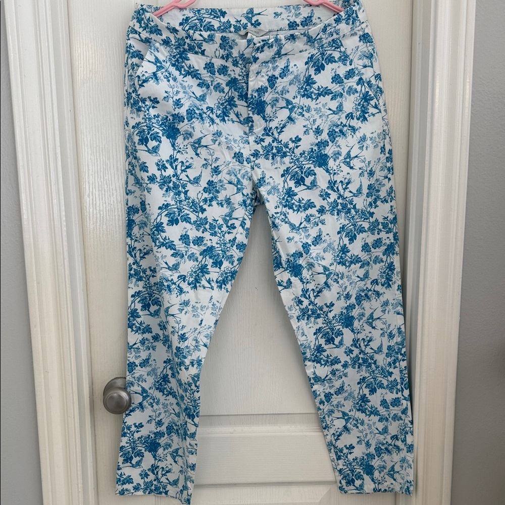 Garnet Hill Blue Floral Women's Cropped Jeans
